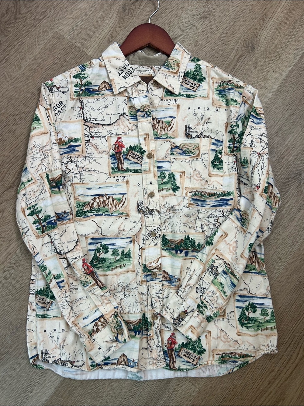 Pendleton 100% Cotton Oregon Coast Novelty Print Button Down Long Sleeve Top - Picture 2 of 16